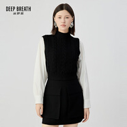 深呼吸DEEP BREATH女裝純羊毛馬甲背心針織衫女A301153 黑 XL (5碼)