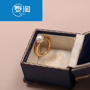 泰淘國產(chǎn)18K包金淡水珍珠戒指珍珠鑲嵌戒指 金色8-8點(diǎn)5珍珠 港碼8-9號珠光非常亮