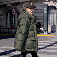 薇之衣2025年冬季新款連帽羽絨服女款大碼寬松加厚羽絨服女東北零下40度 軍綠色 S  建議110-140斤