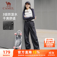 駱駝（CAMEL）休閑戶外登山褲女防潑水直筒工裝褲 C24CR1L7658B 幻影黑 M