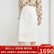 歐迪鳥(niǎo)半身裙2025春夏季新款新品西裝面料開(kāi)叉通勤高腰直筒中長(cháng)裙子 米白色 均碼 M