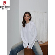 皮爾卡丹（pierre cardin）歐美風(fēng)針織衫新款甜美圓領(lǐng)套頭寬松純色長(zhǎng)袖百搭針織毛衣女白色S