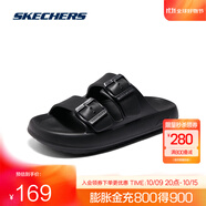 斯凱奇（Skechers）2025夏季新品男同款運(yùn)動(dòng)拖鞋輕便透氣美國(guó)碼舒適 全黑色/BBK 41