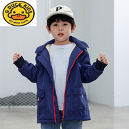 G.DUCKKIDS采購產(chǎn)品兒童的天鵝絨加厚外衣，秋冬風(fēng)衣，新男孩的防寒服裝，休 深藍色 100 cm_建議身高90至99