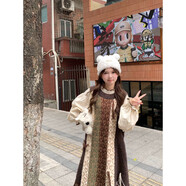 園翌復古愛(ài)心背心裙裙女秋冬2025設計感小眾流蘇圓領(lǐng)子 背心裙+內搭裙 S 【多巴胺秋季穿搭/今年流行漂亮套裝裙/超好看連衣