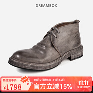 dreambox鈞博vibram高端意大利馬臀皮高幫皮鞋復古手工固特異男靴 灰色 啞面 42