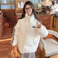 阿瑪施AMASS哥弟適用米白色棉服女冬季新款棉襖外套小個子短款面包服棉衣 米白色升級加厚版 S 95-110斤
