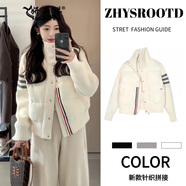 妍莉芬（yanlifen）白色休閑羽絨棉服女2025年冬季新款短款羽棉襖絨服女立領(lǐng)棉衣外套 白色 S