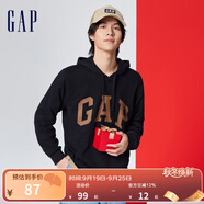 Gap男女裝春秋L(fēng)OGO美式復古連帽法式圈織軟衛衣892186 黑色 180/100A(XL)亞洲尺碼