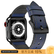 FJU適用蘋果手表apple watchs9表帶真皮iwatch8創(chuàng)意se2新款男士ultra商務(wù)夏天時(shí)尚41/45mm腕帶原裝正 深藍(lán)色 適用42mm(1/2/3代)