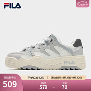 FILA 斐樂(lè )官方女鞋ROSETTA摩登板鞋春新款斑斕鞋運動(dòng)鞋休閑鞋 白中白/南極灰-BA 38