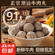 牛肉丸潮汕手打正宗牛筋丸汕頭特產(chǎn)新鮮肉丸子火鍋食材燒烤關(guān)東煮 牛肉丸半斤+牛筋丸半斤（雙拼款）