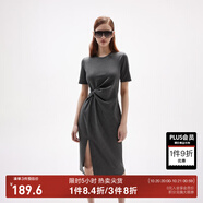 ONLY夏季時尚休閑長款開叉收腰顯瘦連衣裙女|124261004 S03 深花灰色 S
