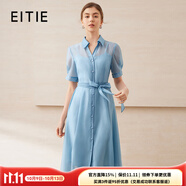 愛(ài)特愛(ài)（EITIE）【通透網(wǎng)紗襯衫連衣裙】夏日清爽通勤2025夏季新款女裙B2507658 洗水藍(lán)32 L (165)