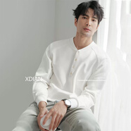 續點(diǎn)（XDIAN）純色長(cháng)袖t恤男士2025秋季新款休閑亨利衫寬松百搭上衣打底 白色 2XL