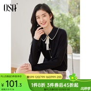 歐莎（OSA）千金小香風(fēng)減齡內搭娃娃領(lǐng)針織衫2025秋新款打底衫毛衣女上衣氣質(zhì) 黑色A S