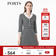 PORTS寶姿女裝 秋冬新品收腰氣質(zhì)連衣裙ALL9D016JFE033 黑色格子 M (6)
