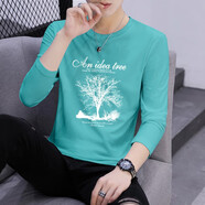 森馬男士圓領(lǐng)新款休閑上衣服純棉長(cháng)袖T恤灰色青少年個(gè)性黑色簡(jiǎn)約內搭 湖藍色 長(cháng) 袖大樹(shù) L