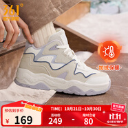 361°女鞋運(yùn)動鞋女芋泥秋冬季新款革面加絨舒適高幫休閑老爹鞋保暖跑鞋 【加絨超保暖】燕麥奶/羽毛白 38