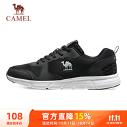 駱駝（CAMEL）網(wǎng)面透氣跑步男鞋輕量健步運(yùn)動(dòng)鞋子 CSS221L0033 黑色 40