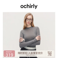 歐時力OCHIRLY 可機洗進口100%美麗諾羊毛毛衣女無縫一體高級感 灰色 L