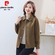 皮爾卡丹（pierre cardin）雙面羊.絨短外套女顯淑女氣質(zhì)雙面羊.毛呢外套春秋新品上衣女 駝色 L 95-110斤