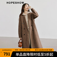 紅袖氣質綿羊毛呢外套冬季2024新款女裝H型槍駁領復古顯瘦雙面呢大衣 拉格比褐033 S