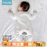 優(yōu)奇嬰兒衣服新生兒保暖三層夾棉連體衣春秋冬季哈衣爬服男女寶寶睡衣 升級(jí)【三層暖棉】屁屁熊灰色 73cm
