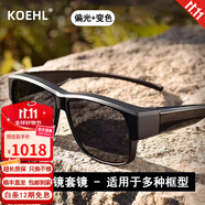KOEHL近視墨鏡套鏡大框日夜兩用開車偏光鏡變色太陽(yáng)鏡男士防眩光紫外線 黑框-偏光變色片-日夜兩用