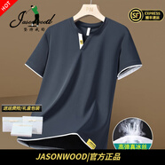 JASONWOOD官方正品高端品牌男士冰絲短袖t恤2026夏季新款商務(wù)V領(lǐng)體恤爸爸裝 高檔灰色【現貨速達】 L