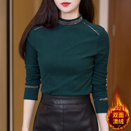 威詩(shī)緹小紅書爆款小紅書爆款安可拉紅打底衫女秋冬雙面德絨半高領(lǐng)內(nèi)搭加 藍(lán)綠色 4XL[建議140-155斤] 均碼