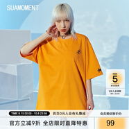 SuaMoment抓痕小爪子字母短袖男潮流街頭寬松純棉情侶T恤伯遠同款 橘色 XL
