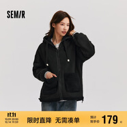 森馬（Semir）森馬外套女仿羊羔毛搖粒絨雙面穿連帽重磅夾克24新款109724108002