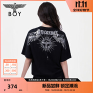 BOY LONDON【暗黑羅盤】夏情侶款短袖權(quán)杖印花炸街潮牌T恤N01906 黑印銀N01906 經(jīng)典升級款 M