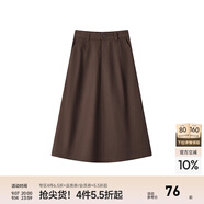 森馬（Semir）半身裙女磨毛純色A字長(cháng)裙簡(jiǎn)約百搭秋季純棉寬松傘裙顯瘦潮流 深咖啡50954 L