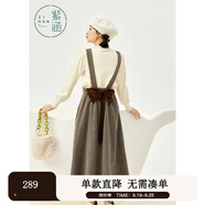 紫涵（ZIHAN）紫涵抽褶大裙擺背帶連衣裙女年冬季森系學(xué)院風(fēng)寬松中長裙 咖色 S