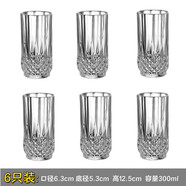 弗萊文茨加厚耐熱玻璃杯透明威士忌酒杯家用果汁茶杯水杯 6只高款玻璃杯300ML 201-300ml