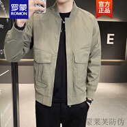 羅蒙ROMON品牌高端2022春秋季男裝夾克男士休閑外套潮流加棉工裝棒球服青年秋裝新品 軍綠色(春秋款) XL