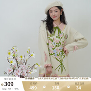 兩三事毛衣裙2024秋冬新款設(shè)計(jì)感寬松拼色長袖針織連衣裙花事浪漫 花色-y M