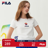 FILA 斐樂(lè )女裝官方女士短袖T恤夏季休閑運動(dòng)內搭t恤運動(dòng)上衣 標準白-F51W328152FWT S （160/80A/S）