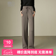 晚白【福利】雅丹風(fēng)拖地糯米褲寬松闊腿褲女 銀灰色 S