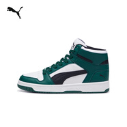 彪馬（PUMA）經(jīng)典復(fù)古籃球風(fēng)熊貓配色中幫板鞋男女REBOUND MID369573 深綠色-黑色-白-49 42