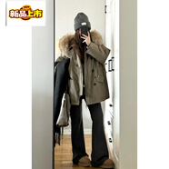 初徑毛領(lǐng)派克服女白鴨絨短款冬季2025年新款時(shí)尚洋氣超好看小個(gè)子 灰豆綠 (贈送運費險) S (杭州發(fā)貨高品質(zhì))