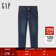 GAP男裝2025春季新款微彈中腰柔軟修身牛仔褲百搭休閑長褲720821 深色水洗 30 (170/80A)亞洲尺碼
