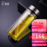 希諾（HEENOOR）雙層玻璃杯男女士高檔辦公泡茶杯大容量便攜車載帶濾網(wǎng)家用水杯子 【高硼硅玻璃杯體】明星款-410ML 帶濾網(wǎng)+禮盒裝