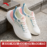 安踏（ANTA）運動(dòng)鞋女鞋夏季戶(hù)外透氣網(wǎng)面輕質(zhì)跳繩健身通勤休閑鞋跑步鞋子女 【皮面防潑水】白/櫻粉/殼青-10 39