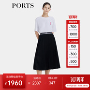 PORTS寶姿商場(chǎng)同款早春新品女裝ROBBI聯(lián)名顯瘦百褶裙SP8S004HWP024 黑色 XL (10)