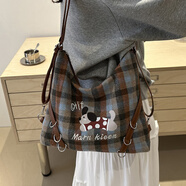 沐霓可愛(ài)小狗托特包女新款通勤包包斜挎包雙肩包兩用大容量百搭單肩包 狗狗托特包【藍色33*21】