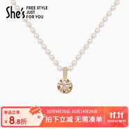 She's茜子仿珍珠項鏈時(shí)尚短款鎖骨鏈頸鏈生日禮物送女友(4mm)