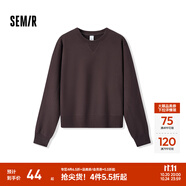 森馬（Semir）衛(wèi)衣女基礎(chǔ)款慵懶簡約圓領(lǐng)寬松套頭衫秋季溫柔純色打底衫百搭 鐵銹紅61013 M